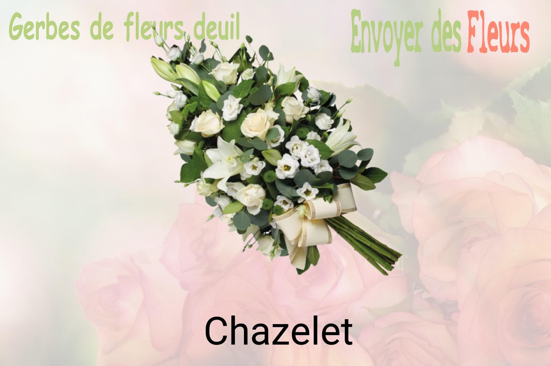 Gerbe de fleurs de deuil livrée à Chazelet